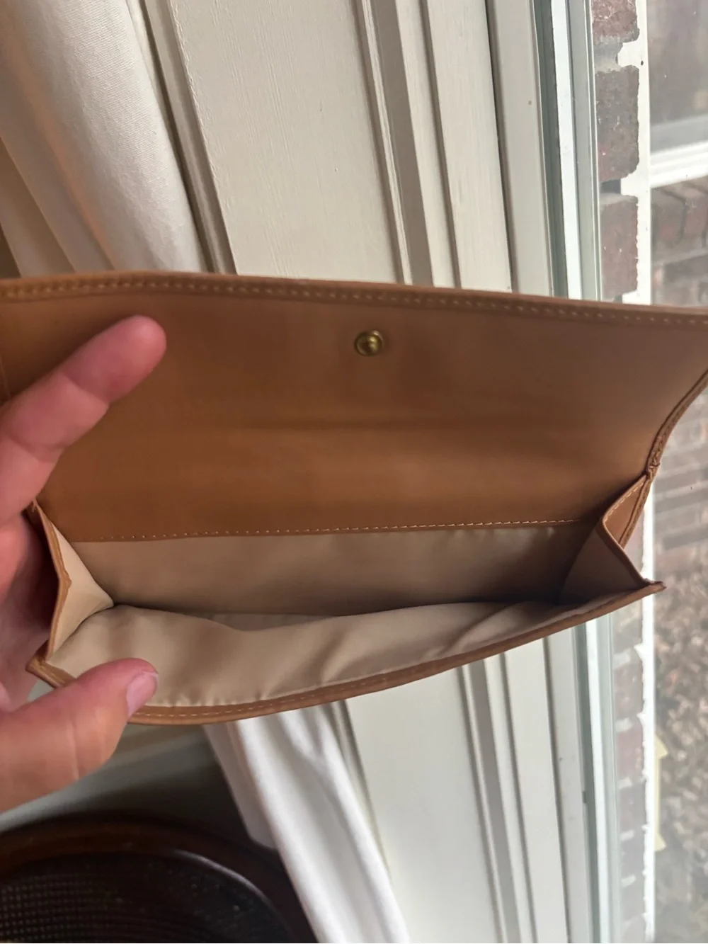 Coach Signature C Stripe Bifold Wallet Tan Leather & Brown Canvas Check Wallet